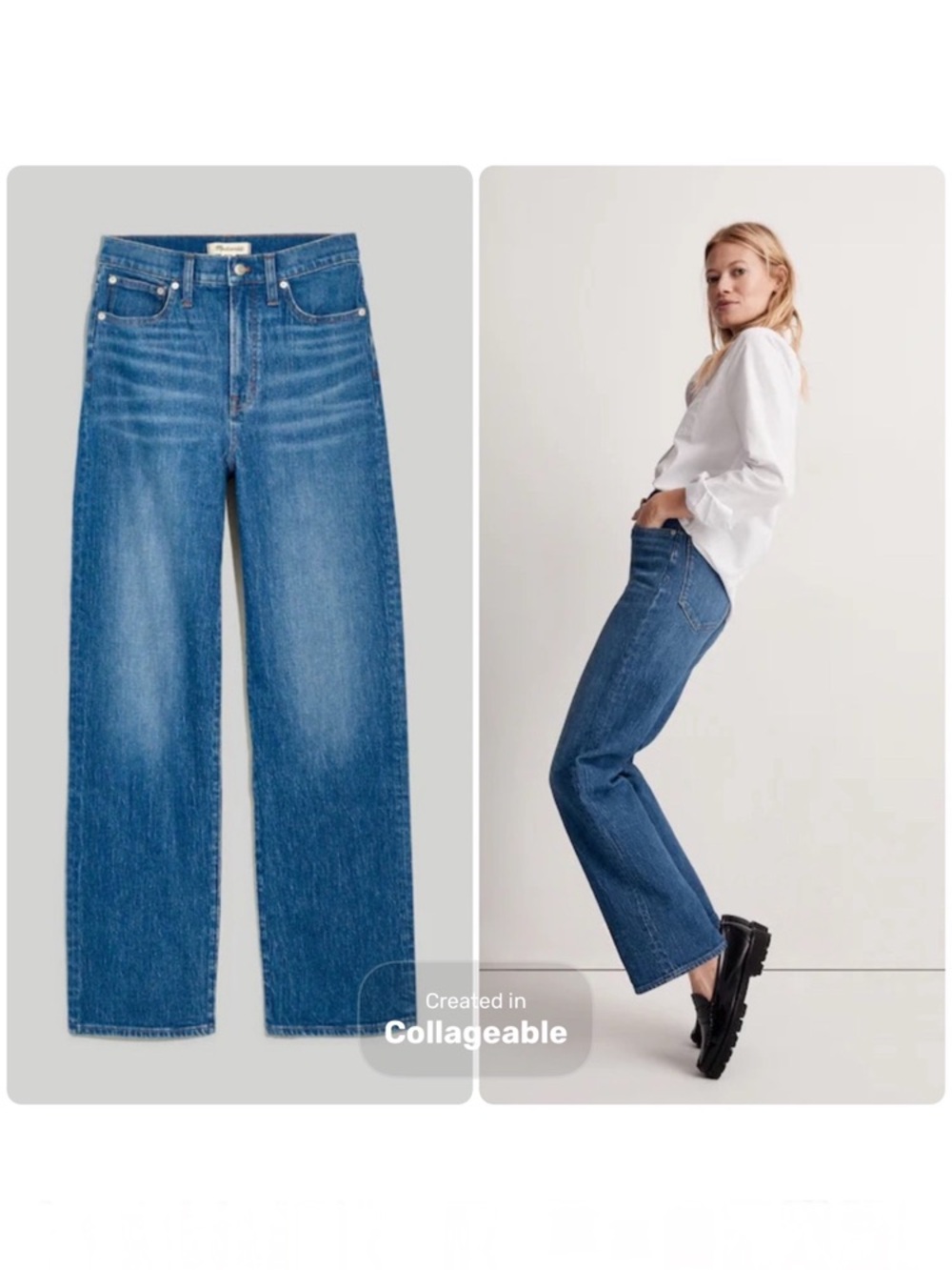 Madewell Perfect Vintage High-Rise Wide-Leg Jeans, Sz 33 14/16, Leifland Wash